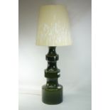 Vintage / Retro Royal Doulton Lamp base in deep green of graduated ring form, H.