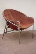 1970's chromed bend tubular steel framed basket chair,