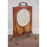 Arts and Crafts copper fire screen, embossed husk decoration,