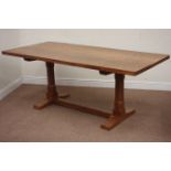 Yorkshire oak - 'Rabbitman' rectangular adzed refectory dining table (183cm x 87cm, H74cm),