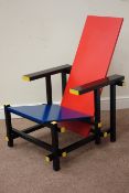Gerrit Rietveld red and blue chair,