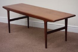 Vintage retro teak rectangular coffee table, 137cm x 46cm,