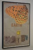 ' Alecheringa 4, Eart, 1971' Artist proof screen-print and collage of Japanese paper,