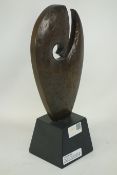Alec Peever, solid bronze music key sculpture, signed,