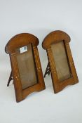 Pair of Arts & Crafts mahogany and mother of pearl inlaid photo frames,