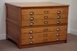 20th century golden oak plan chest fitted with six deep drawers, W118cm, H86m,