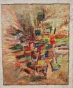 Abstract oil on canvas indistinctly signed Paris 46cm x 55cm Condition Report