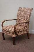 Mid 20th century vintage retro Parker Knoll bent oak framed upholstered armchair