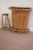 Vintage retro kidney shaped bamboo tiki bar (W105cm, H105cm, D65cm),