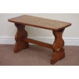 Yorkshire oak - 'Gnomeman' adzed oak stool/side table (W60cm H41cm D30cm),