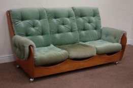 Kofod Larsen for G-Plan - vintage retro teak framed three piece 'saddle' lounge suite comprising of