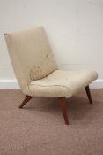 1970s teak framed easy chair upholstered in beige fabric Condition Report <a