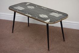 1950s vintage retro coffee table raised on tapering splayed legs, 92cm x 41cm,