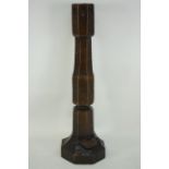 Yorkshire oak - 'Mouseman' circa 1930s octagonal baluster lamp/candlestick (33cm x 10cm),