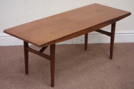 Vintage retro rectangular teak coffee table, 107cm x 41cm,