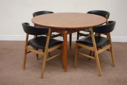 Vintage retro teak extending dining table with foldout leaf (182cm x 122cm (extended)),