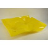 Verner Panton centre fruit bowl in yellow acrylic, crumbled paper effect, 50.5cm, 45.