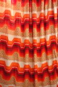 Vintage retro orange lined curtains possibly Heals of London, drop 193cm,