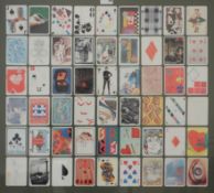 Framed part set playing cards designed by contemporary artists, as featured in the A&D Gallery,