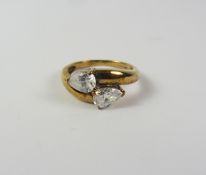 9ct gold tear- drop cross-over dress ring hallmarked Condition Report <a