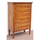 Mid to late 20th century Dutch style rosewood seven drawer chest with inlay, W87cm, H133cm,