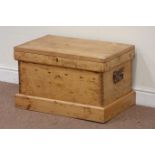 19th century polished pine blanket box, W65cm, H40cm,