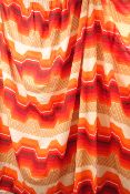 Vintage retro orange lined curtains possibly Heals of London, drop 193cm,