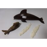 Two 20th Century carved ivory Alligators,