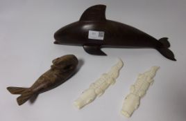 Two 20th Century carved ivory Alligators,