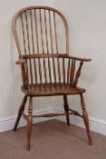 Late 20th century elm double hoop and stick back Windsor armchair Condition Report