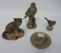 Poole pottery Thrush by Linley Adams, H 20cm, Poole pottery Fox,