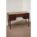 20th century mahogany serpentine front knee hole desk, fitted with five drawers,