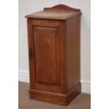 Early 20th century oak bedside cabinet enclosed by single panelled door, W38cm, H80cm,