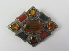 Scottish hardstone and oval citrine brooch unmarked 5.