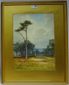 'Near Haslemere Surrey 1927', watercolour signed inscribed and dated by E.C. Pascoe Holman R.W.