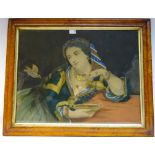 'Asien' - early Victorian overpainted print 51cm x 67cm Condition Report <a