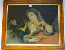 'Asien' - early Victorian overpainted print 51cm x 67cm Condition Report <a