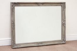 Silvered rectangular wall mirror, with shell and floral decoration,