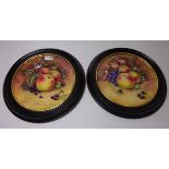 Pair of Coalport plates painted with fruit signed by Richard Budd, D27.