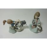 Two Lladro figurines - 'Bashful Bather' No. 5455 and 'Cat Nap' No.