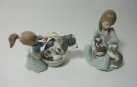 Two Lladro figurines - 'Bashful Bather' No. 5455 and 'Cat Nap' No.