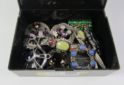 Scottish hallmarked silver hardstone and other brooches and pins Condition Report