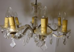 Eight branch cut glass chandelier Condition Report <a href='//www.