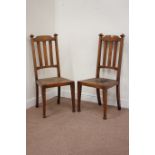 Pair early 20th century oak Arts & Crafts chairs with drop in rush seats Condition Report