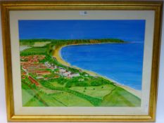 Yorkshire Coastal Scenes, pair acrylics by Shirley Anne Harley 48cm x 68cm,