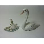 Two Lladro figurines - Swan No. 5230 H 21.5cm and 'Follow me' No.