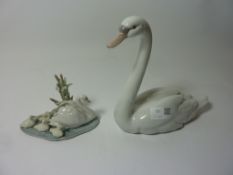 Two Lladro figurines - Swan No. 5230 H 21.5cm and 'Follow me' No.