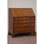 Late 18th century oak fall front bureau fitted with four graduating drawers, raised on bracket feet,