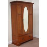 Edwardian mahogany and satinwood banded three piece bedroom suite comprising of - wardrobe enclosed