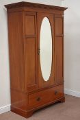 Edwardian mahogany and satinwood banded three piece bedroom suite comprising of - wardrobe enclosed